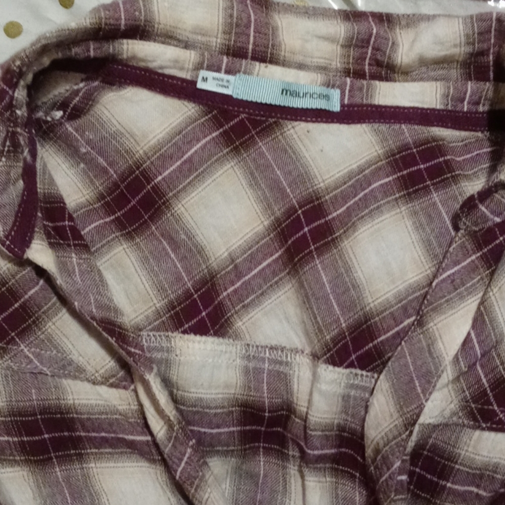 Maurices plaidnlong sleeve button down